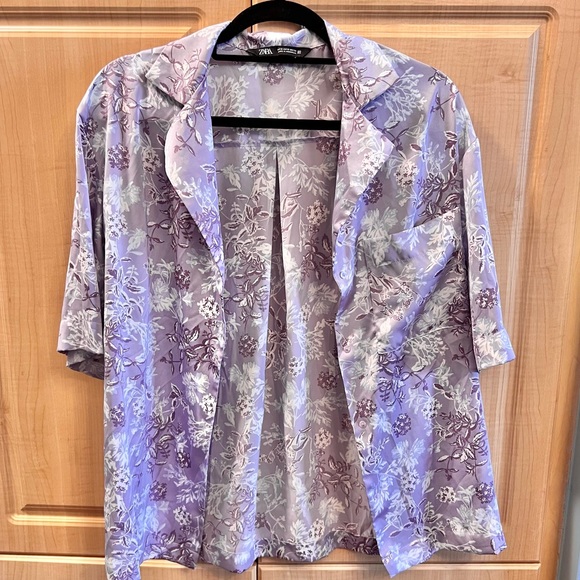 ZARA Silky Button Down Short Sleeve Shirt - Picture 8 of 8